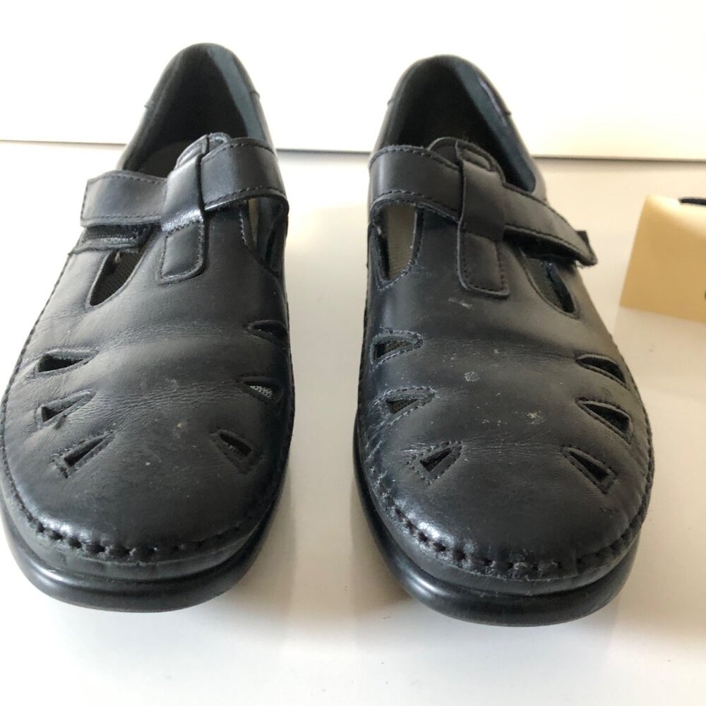 SAS Black Leather Tripad Comfort Shoes Womens Sz 9.5-10M Flat Casual Work Loafer - Picture 9 of 9